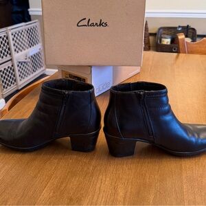 Clarks Black Leather Ankle Boots black like new in the box